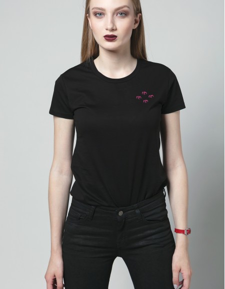 Mercerised cotton dragon T-shirt BLACK